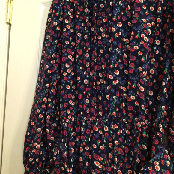 Vintage Floral Maxi Dress Navy Red - Picture 2 of 4